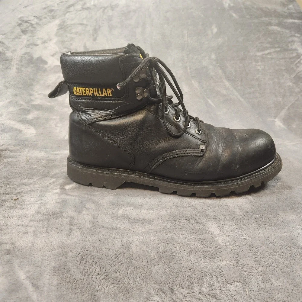 Caterpillar Boots Mens 13 Bkack Leather Second Shift Steel Toe Work P89135